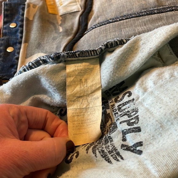 ANGEL COLA Men’s Biker Slim Fit Distressed Washed Blue Denim Jacket $234 EUC M - Picture 11 of 16